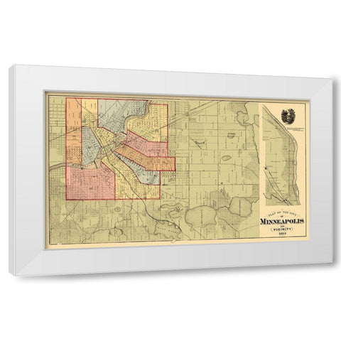 Minneapolis Minnesota Landowner - Andreas 1874 White Modern Wood Framed Art Print by Andreas