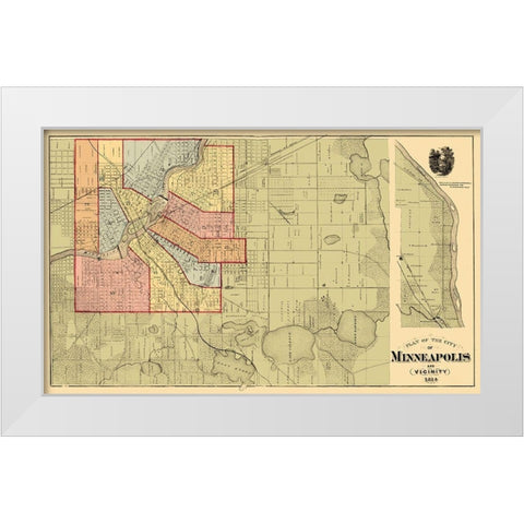 Minneapolis Minnesota Landowner - Andreas 1874 White Modern Wood Framed Art Print by Andreas