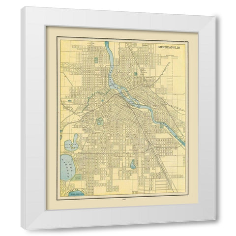 Minneapolis  Minnesota - Cram 1892 White Modern Wood Framed Art Print by Cram