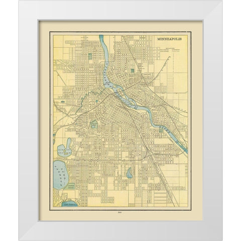 Minneapolis  Minnesota - Cram 1892 White Modern Wood Framed Art Print by Cram