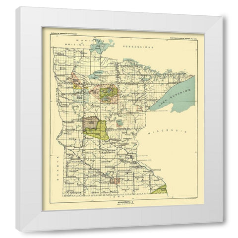Minnesota - Hoen 1896 White Modern Wood Framed Art Print by Hoen