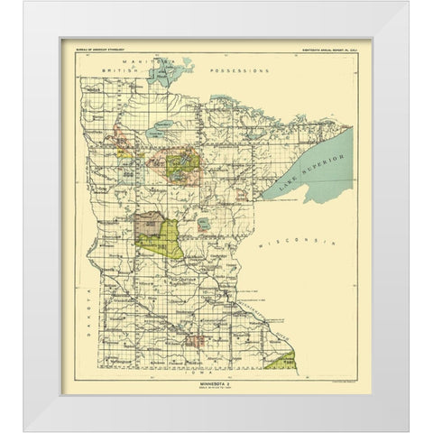 Minnesota - Hoen 1896 White Modern Wood Framed Art Print by Hoen