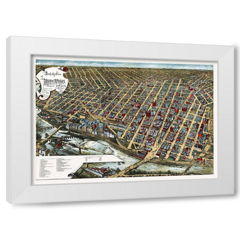 Minneapolis Minnesota - Smith 1891  White Modern Wood Framed Art Print by Smith