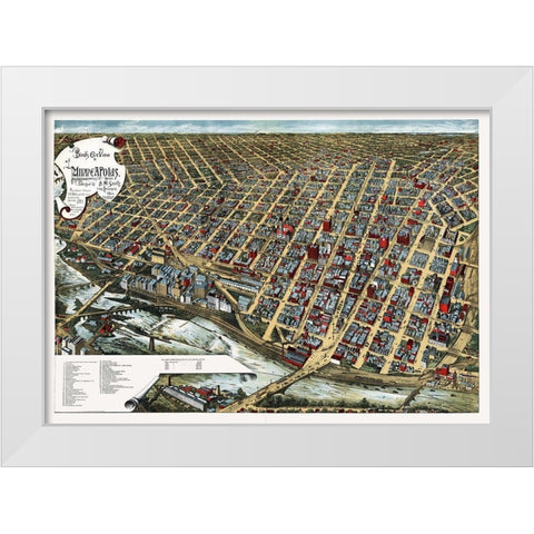 Minneapolis Minnesota - Smith 1891  White Modern Wood Framed Art Print by Smith