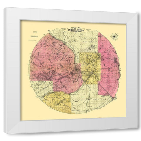 Minneapolis Minnesota - Cooley 1881  White Modern Wood Framed Art Print by Cooley