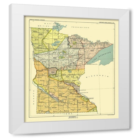 Minnesota - Hoen 1896 White Modern Wood Framed Art Print by Hoen