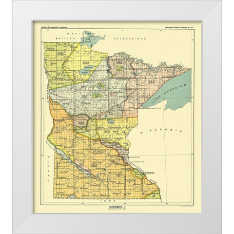 Minnesota - Hoen 1896 White Modern Wood Framed Art Print by Hoen