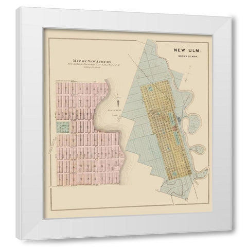 New Auburn, New Ulm Minnesota - Andreas 1874 White Modern Wood Framed Art Print by Andreas