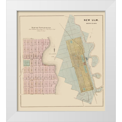 New Auburn, New Ulm Minnesota - Andreas 1874 White Modern Wood Framed Art Print by Andreas