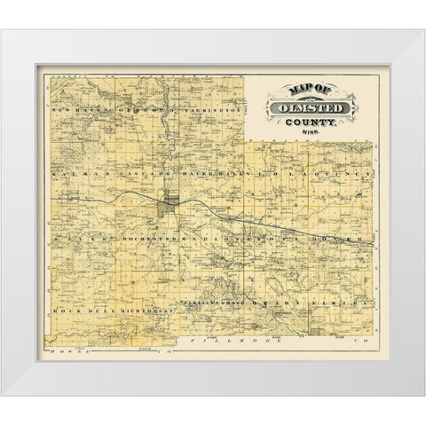 Olmsted Minnesota Landowner - Andreas 1874 White Modern Wood Framed Art Print by Andreas