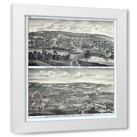 Preston Minnesota - Moore 1874  White Modern Wood Framed Art Print by Moore
