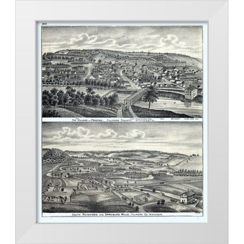 Preston Minnesota - Moore 1874  White Modern Wood Framed Art Print by Moore
