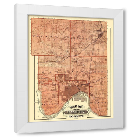 Ramsey Minnesota Landowner - Andreas 1874 White Modern Wood Framed Art Print by Andreas