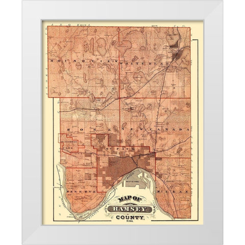 Ramsey Minnesota Landowner - Andreas 1874 White Modern Wood Framed Art Print by Andreas