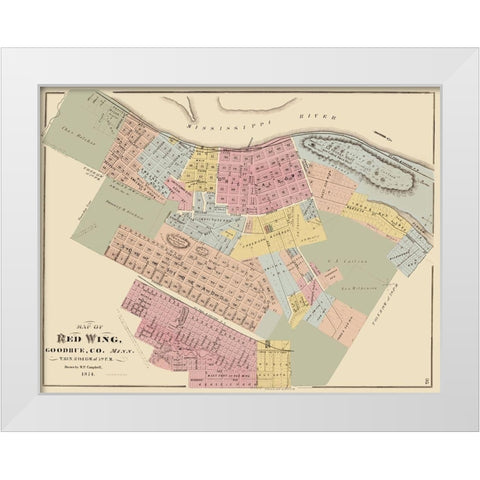 Red Wing Minnesota - Andreas 1874 White Modern Wood Framed Art Print by Andreas