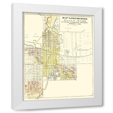 Rochester Minnesota - Andreas 1874 White Modern Wood Framed Art Print by Andreas