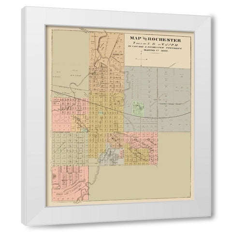 Rochester Minnesota - Andreas 1874 White Modern Wood Framed Art Print by Andreas