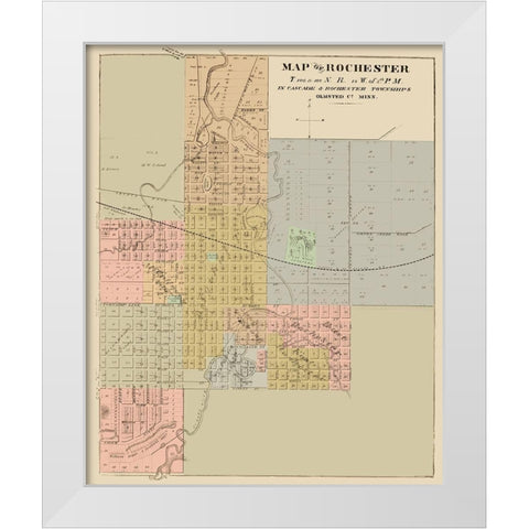 Rochester Minnesota - Andreas 1874 White Modern Wood Framed Art Print by Andreas