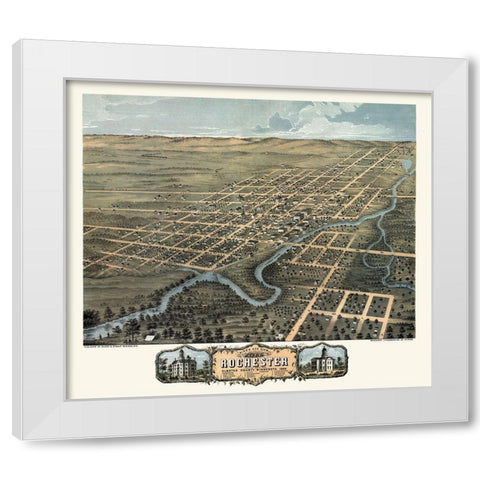 Rochester Minnesota - Stoner 1869  White Modern Wood Framed Art Print by Stoner