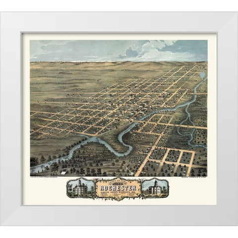 Rochester Minnesota - Stoner 1869  White Modern Wood Framed Art Print by Stoner
