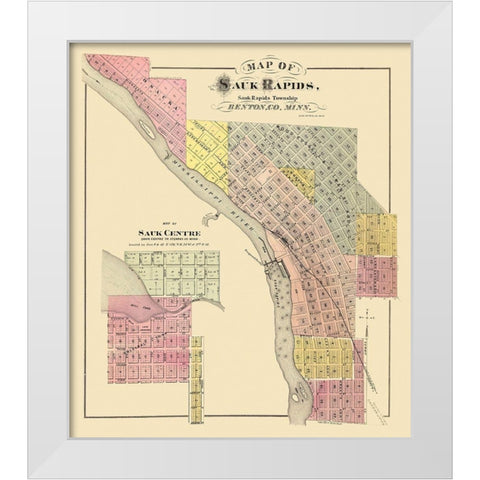 Sauk Rapids Minnesota Landowner - Andreas 1876 White Modern Wood Framed Art Print by Andreas
