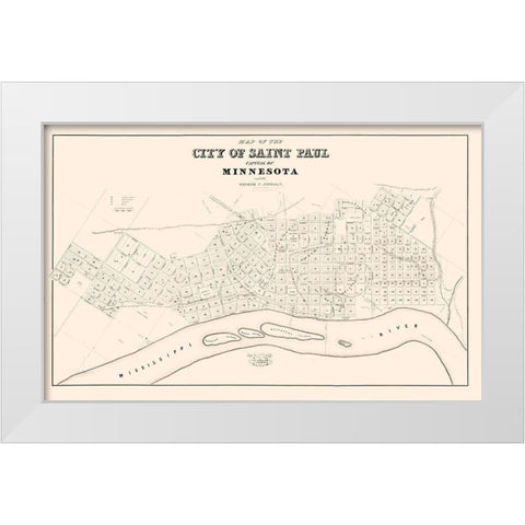St Paul Minnesota - Nichols 1852  White Modern Wood Framed Art Print by Nichols