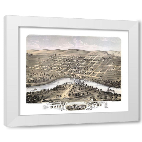 Saint Peter Minnesota - Stoner 1870  White Modern Wood Framed Art Print by Stoner