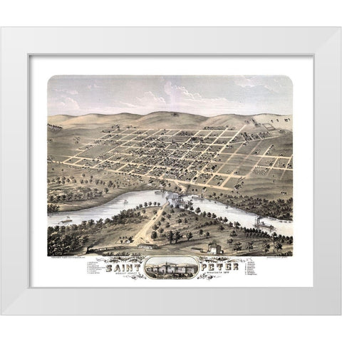 Saint Peter Minnesota - Stoner 1870  White Modern Wood Framed Art Print by Stoner