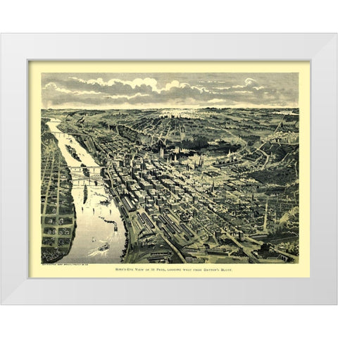 Saint Paul Minnesota - Treacy 1893  White Modern Wood Framed Art Print by Treacy