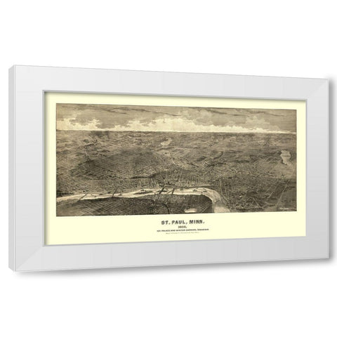 Saint Paul Minnesota - Richards 1888  White Modern Wood Framed Art Print by Richards