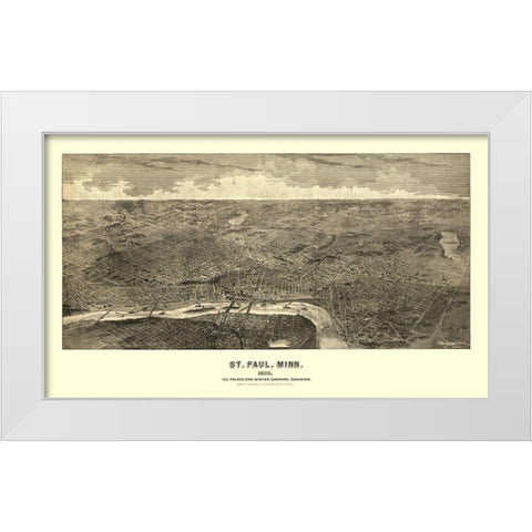 Saint Paul Minnesota - Richards 1888  White Modern Wood Framed Art Print by Richards