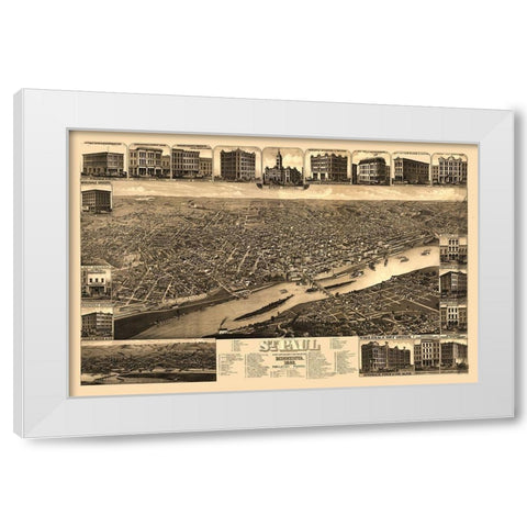 Saint Paul Minnesota - Stoner 1883  White Modern Wood Framed Art Print by Stoner