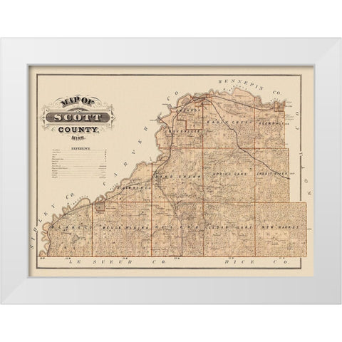 Scott Minnesota Landowner - Andreas 1874 White Modern Wood Framed Art Print by Andreas
