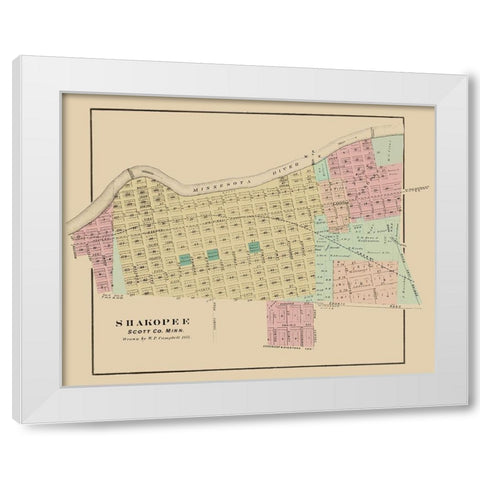 Shakopee Minnesota - Andreas 1874 White Modern Wood Framed Art Print by Andreas
