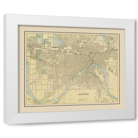 St Paul  Minnesota - Cram 1892 White Modern Wood Framed Art Print by Cram