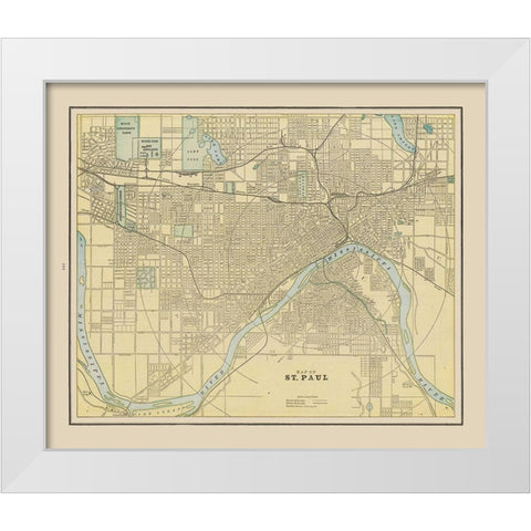 St Paul  Minnesota - Cram 1892 White Modern Wood Framed Art Print by Cram