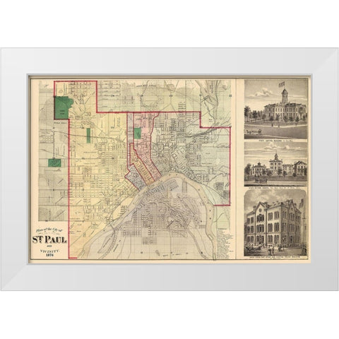 Saint Paul Minnesota Landowner - Andreas 1874 White Modern Wood Framed Art Print by Andreas
