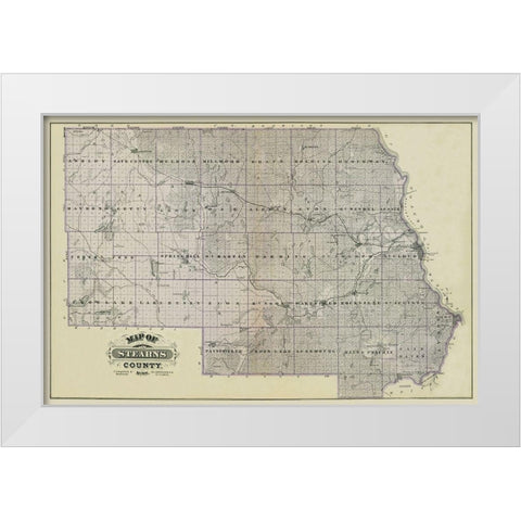 Stearns Minnesota Landowner - Andreas 1874 White Modern Wood Framed Art Print by Andreas