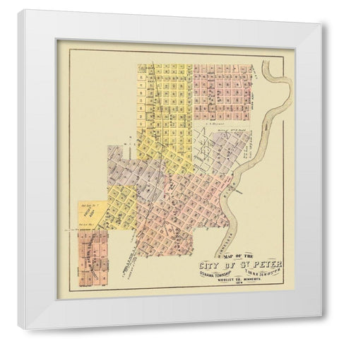 Saint Peter Minnesota - Andreas 1874 White Modern Wood Framed Art Print by Andreas