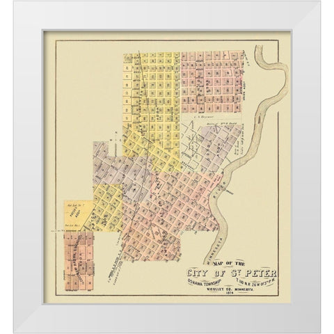Saint Peter Minnesota - Andreas 1874 White Modern Wood Framed Art Print by Andreas