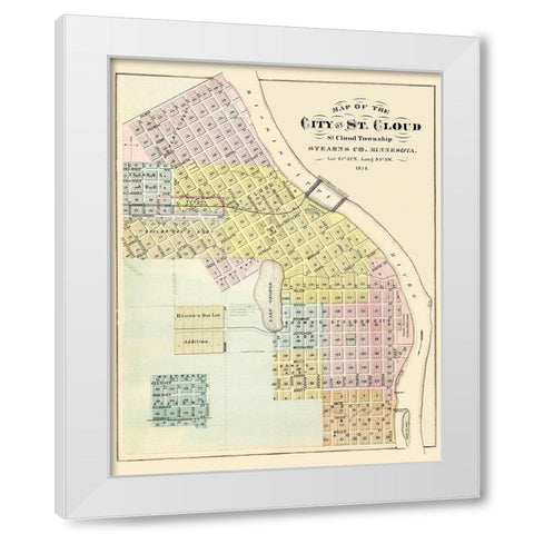 Saint Cloud Minnesota Landowner - Andreas 1874 White Modern Wood Framed Art Print by Andreas