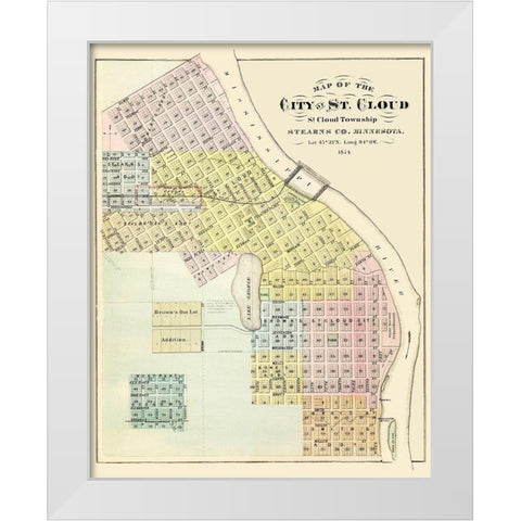 Saint Cloud Minnesota Landowner - Andreas 1874 White Modern Wood Framed Art Print by Andreas