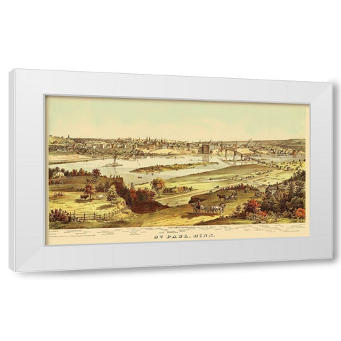 St Paul Minnesota - Shober 1874 White Modern Wood Framed Art Print by Shober