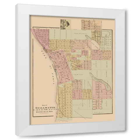 Stillwater Minnesota Landowner - Andreas 1874 White Modern Wood Framed Art Print by Andreas