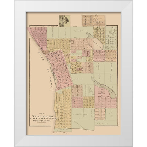 Stillwater Minnesota Landowner - Andreas 1874 White Modern Wood Framed Art Print by Andreas
