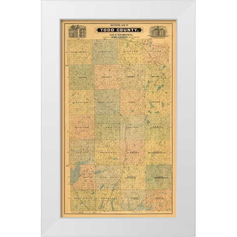Todd County Minnesota - Budgett 1890  White Modern Wood Framed Art Print by Budgett