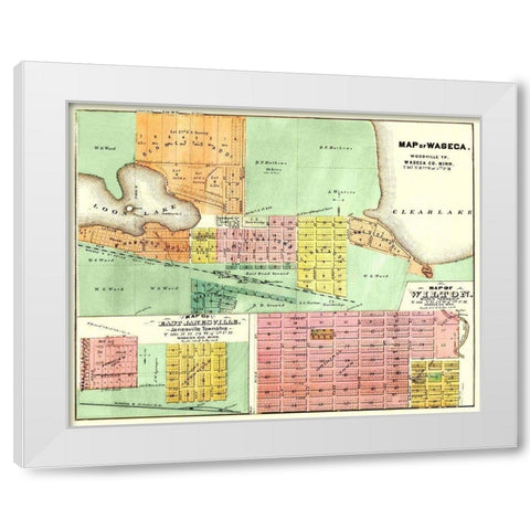 Waseca, Wilton, East Janesville Minnesota White Modern Wood Framed Art Print by Andreas