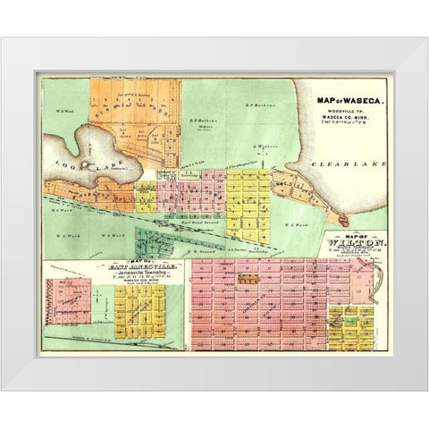 Waseca, Wilton, East Janesville Minnesota White Modern Wood Framed Art Print by Andreas