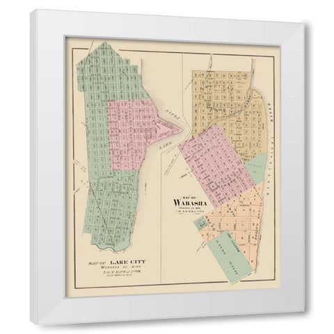 Wabasha, Lake City Minnesota - Andreas 1874 White Modern Wood Framed Art Print by Andreas