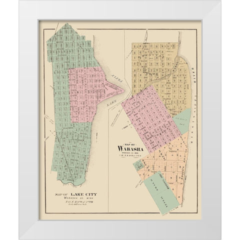 Wabasha, Lake City Minnesota - Andreas 1874 White Modern Wood Framed Art Print by Andreas